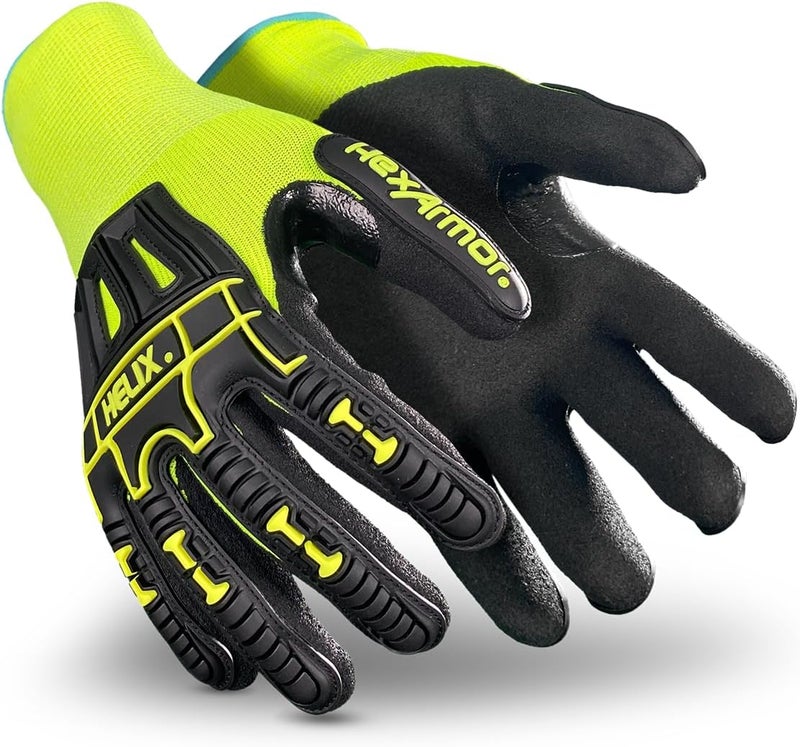 HEXARMOR | Impact-protection | 15-gauge nylon hi-vis shell | Touchscreen Capable | Sandy Nitrile Coated | Safety Gloves| Helix® 3006 |X-Small - Image 1